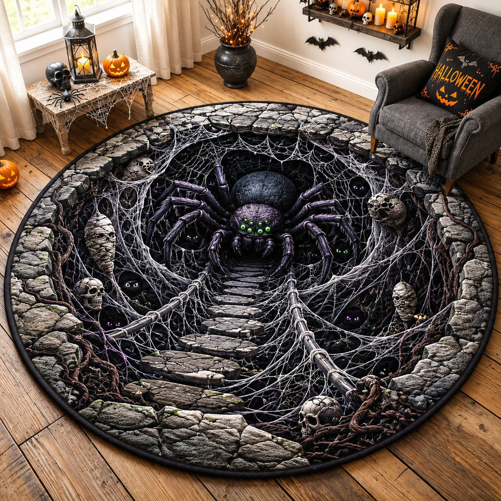 Giant Spider Web Lair Round Mat Rug - Nature Design | Serene Home Decor