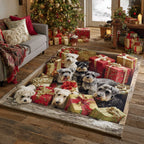 Gift Box Schnauzer Crew area rug in a living room