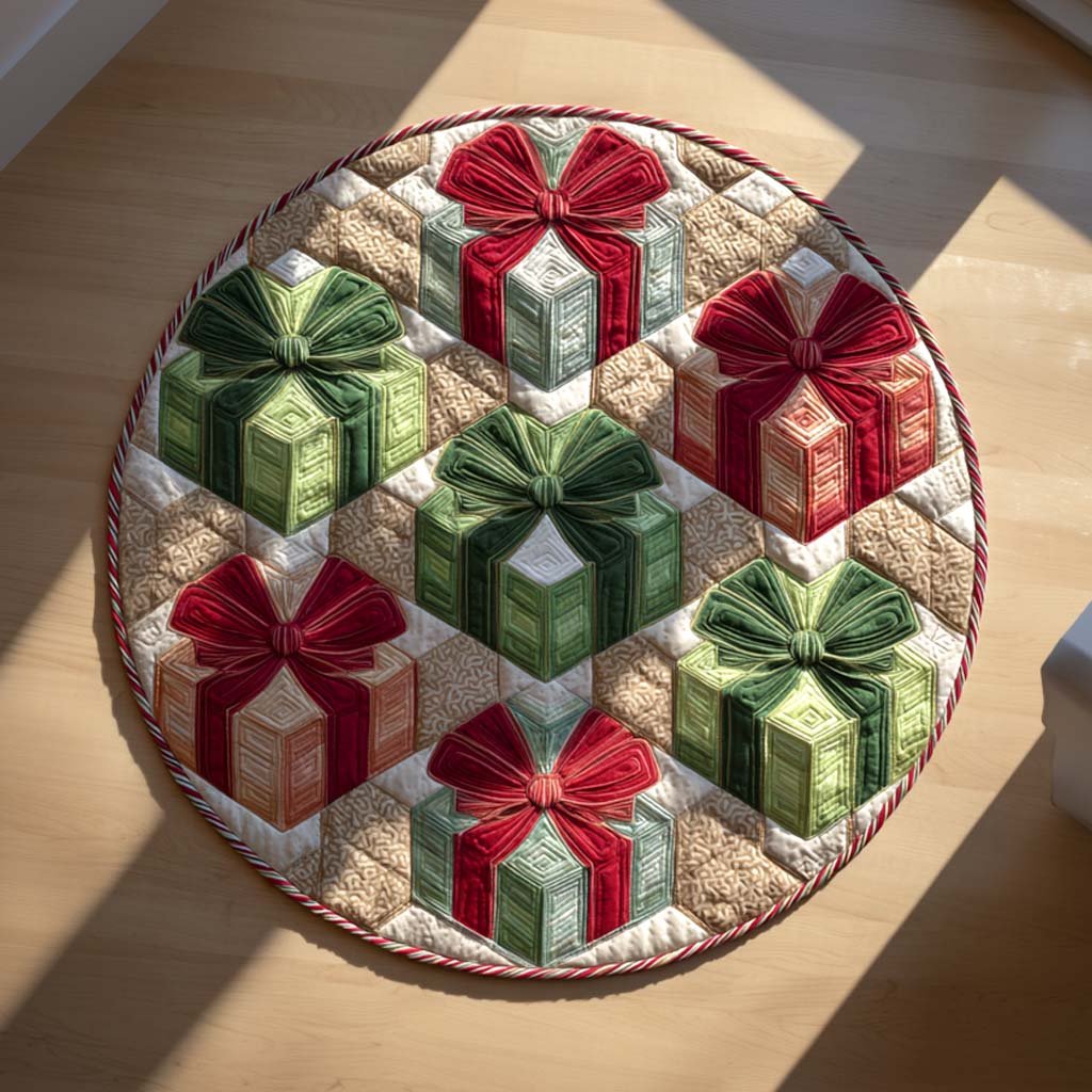 Gift Circle Round Mat Rug - washable non-slip printed rug