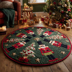 Gift Garland Round Mat Rug - washable non-slip printed rug