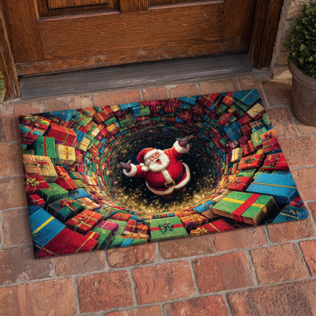 Gift Santa Claus Doormat - Seasonal Holiday Design | Printed Welcome Doormat