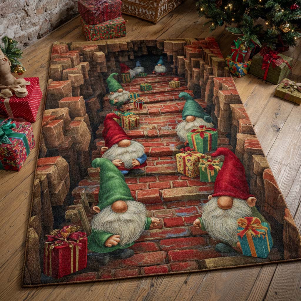 Gift Tunnel Gnomes area rug in a living room