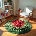 Gift Wrapping Bloom Round Mat Rug - washable non-slip printed rug