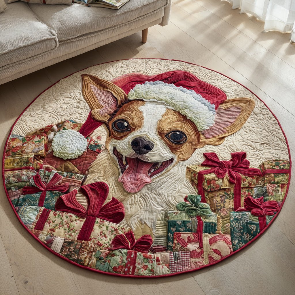 Gifted Chihuahua Round Mat Rug - washable non-slip printed rug