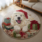 Gifted Great Pyrenees Round Mat Rug - washable non-slip printed rug