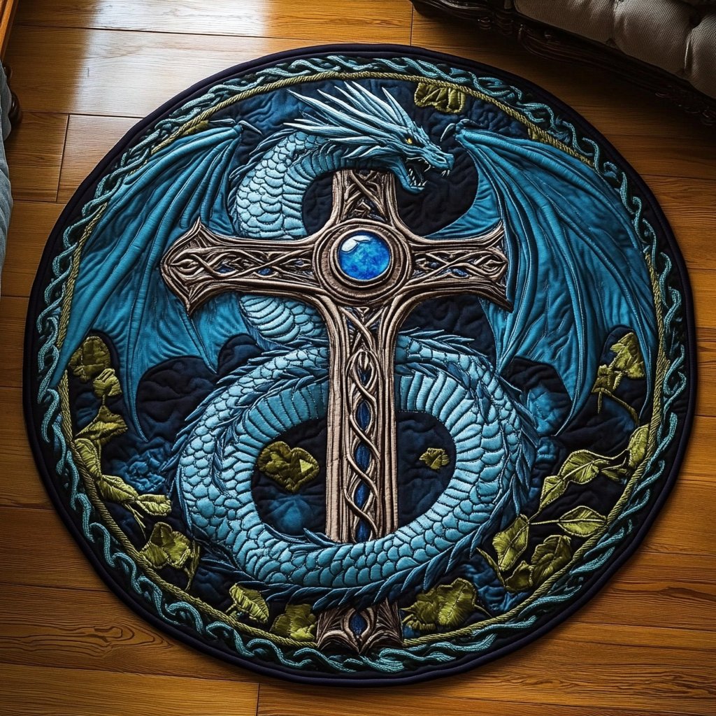 Gilded Scales Round Mat Rug - Nature Design | Serene Home Decor