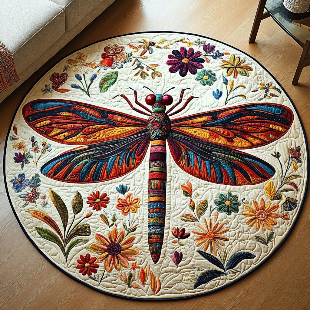 Gilded Wings Round Mat Rug - washable non-slip printed rug