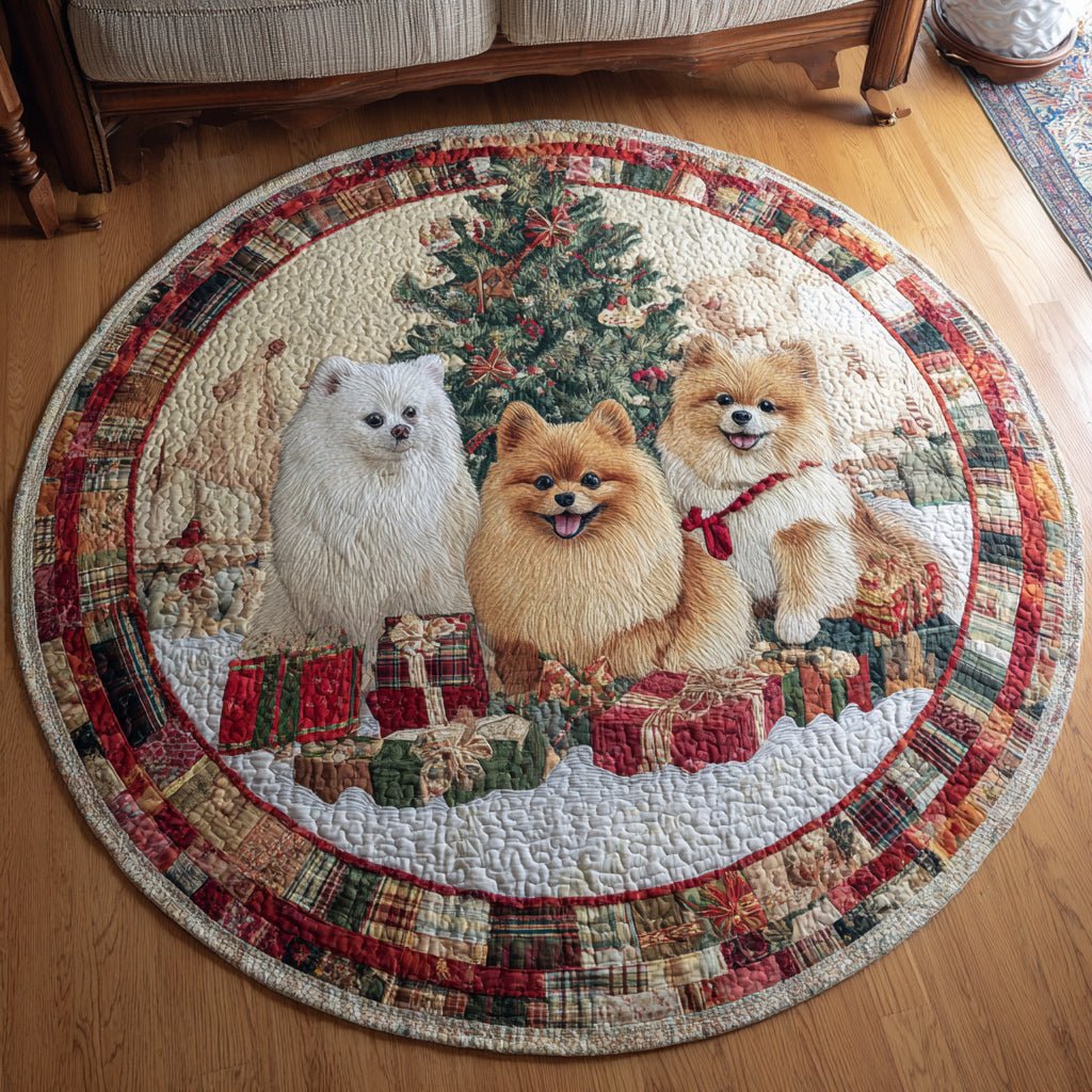 Ginger Pom Smile Round Mat Rug - washable non-slip printed rug