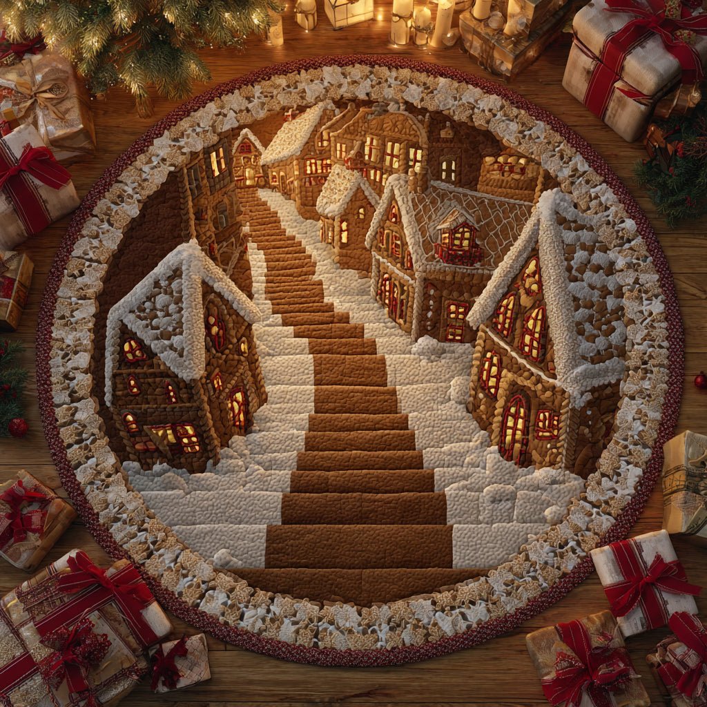 Gingerbread Canyon Round Mat Rug - washable non-slip printed rug