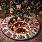 Gingerbread Fireplace Haven Round Mat Rug - washable non-slip printed rug