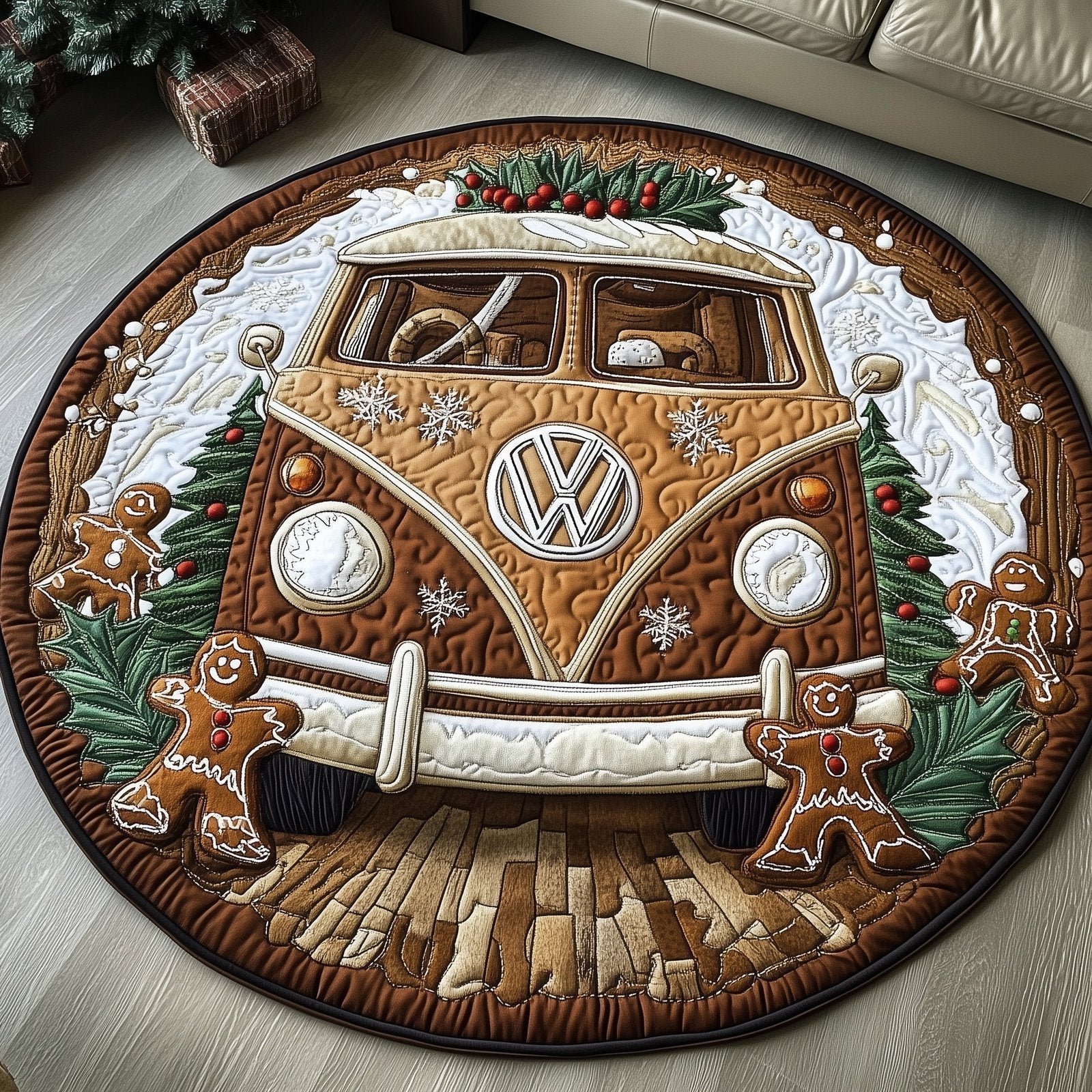 Gingerbread Getaway Round Mat Rug - Nature Design | Serene Home Decor