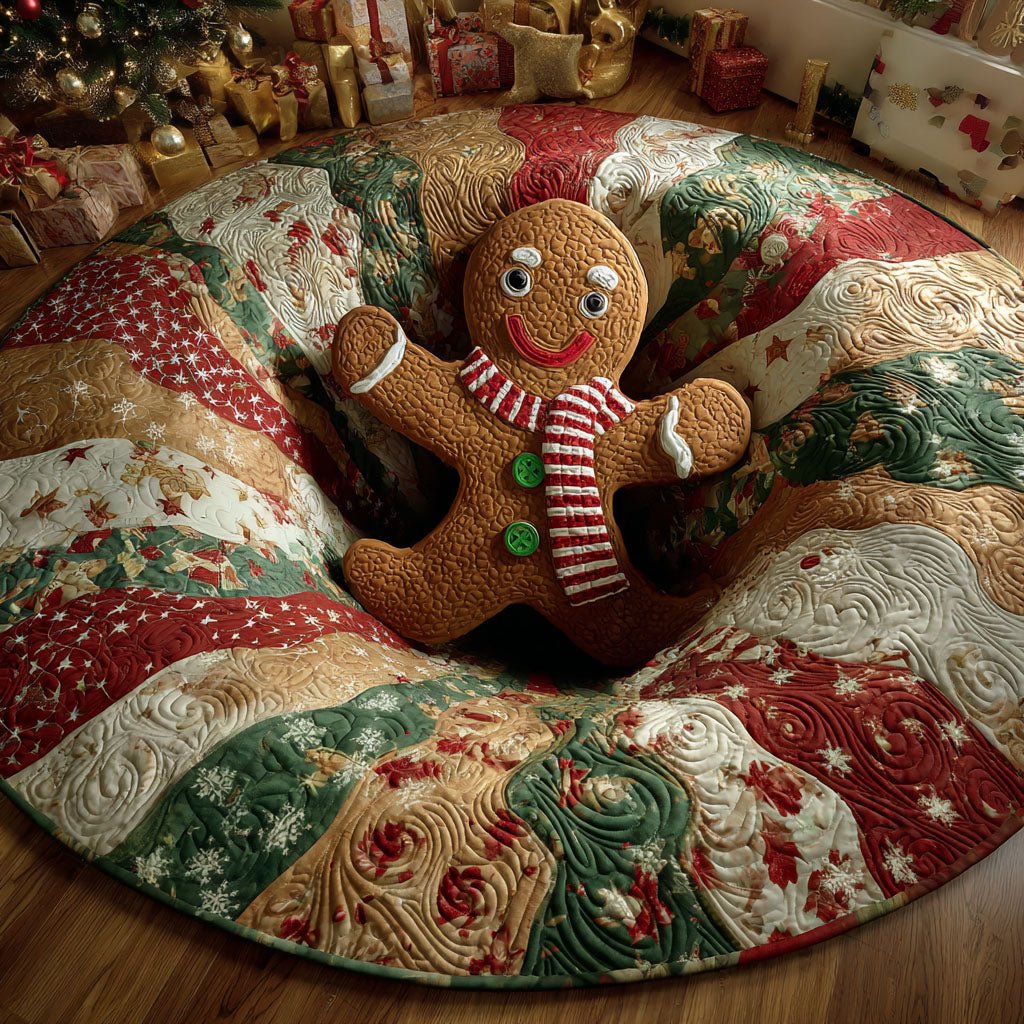 Gingerbread Joy Round Mat Rug - washable non-slip printed rug