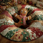 Gingerbread Joy Round Mat Rug - washable non-slip printed rug