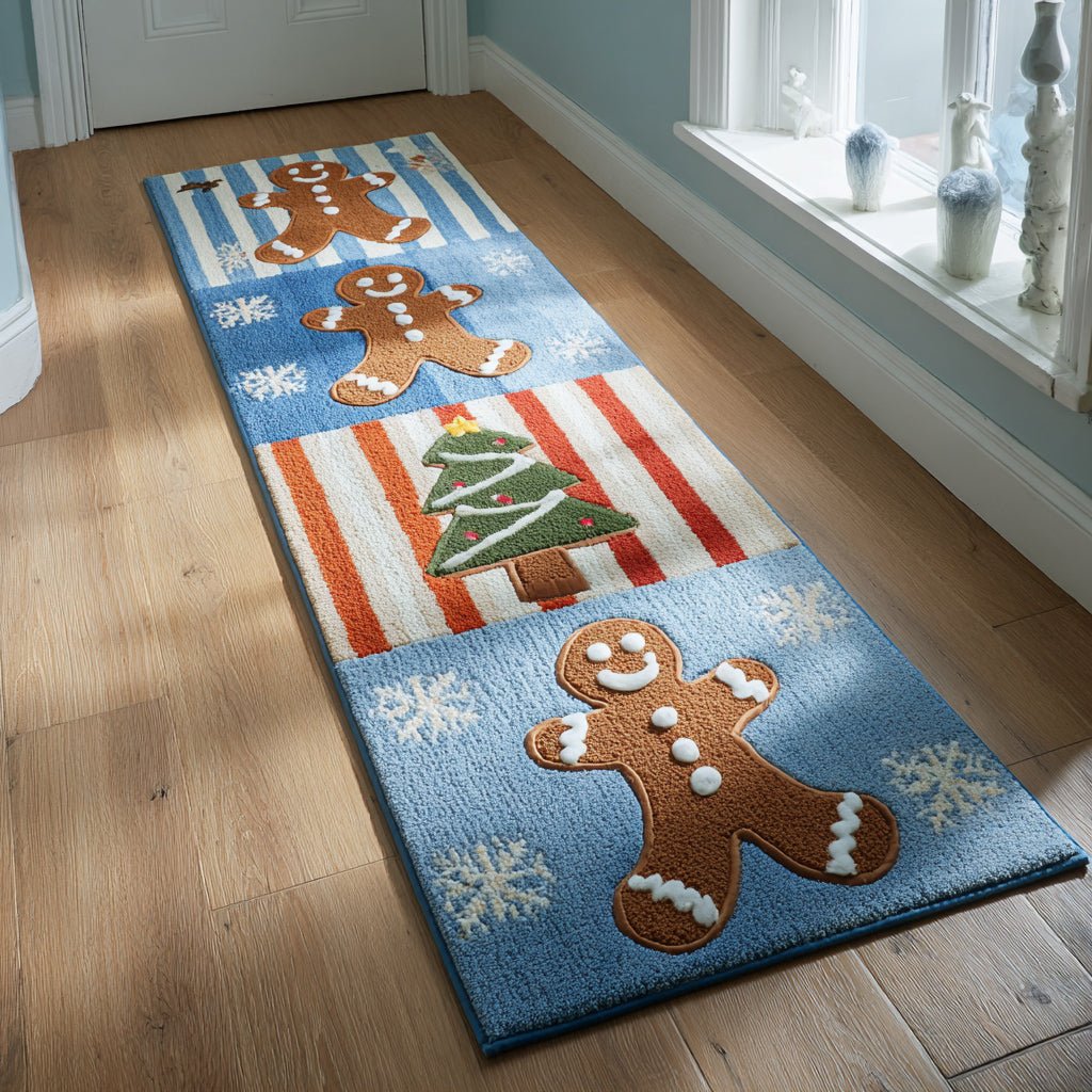 Gingerbread Man Frost Runner Carpet Runner Rug - Cute Pet Design | Animal Printed Runner Rug