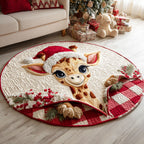 Giraffe Noel Round Mat Rug - washable non-slip printed rug