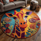 Giraffe Round Mat Rug - washable non-slip printed rug