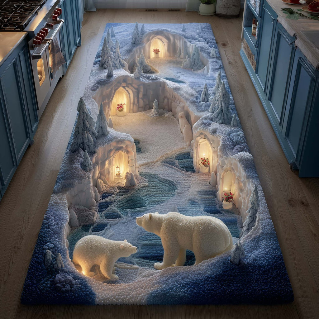 Glacier Bear Runner Rug - Cute Pet Design | Animal Printed Runner Rug