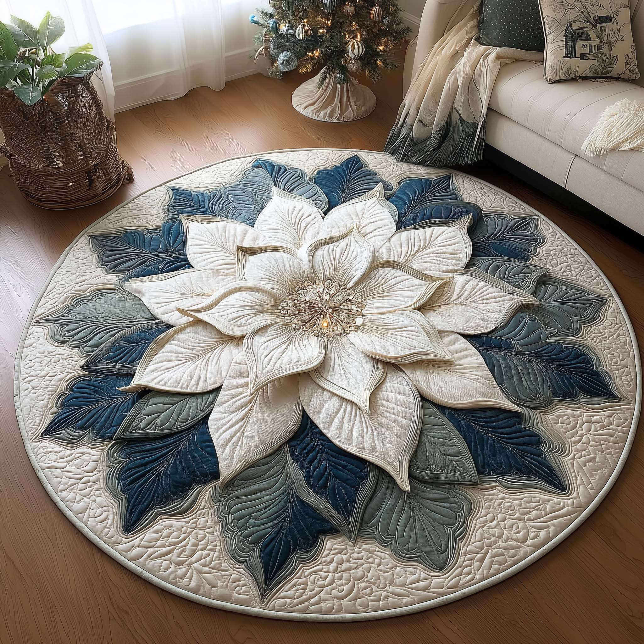 Glacier Bloom Round Mat Rug - Nature Design