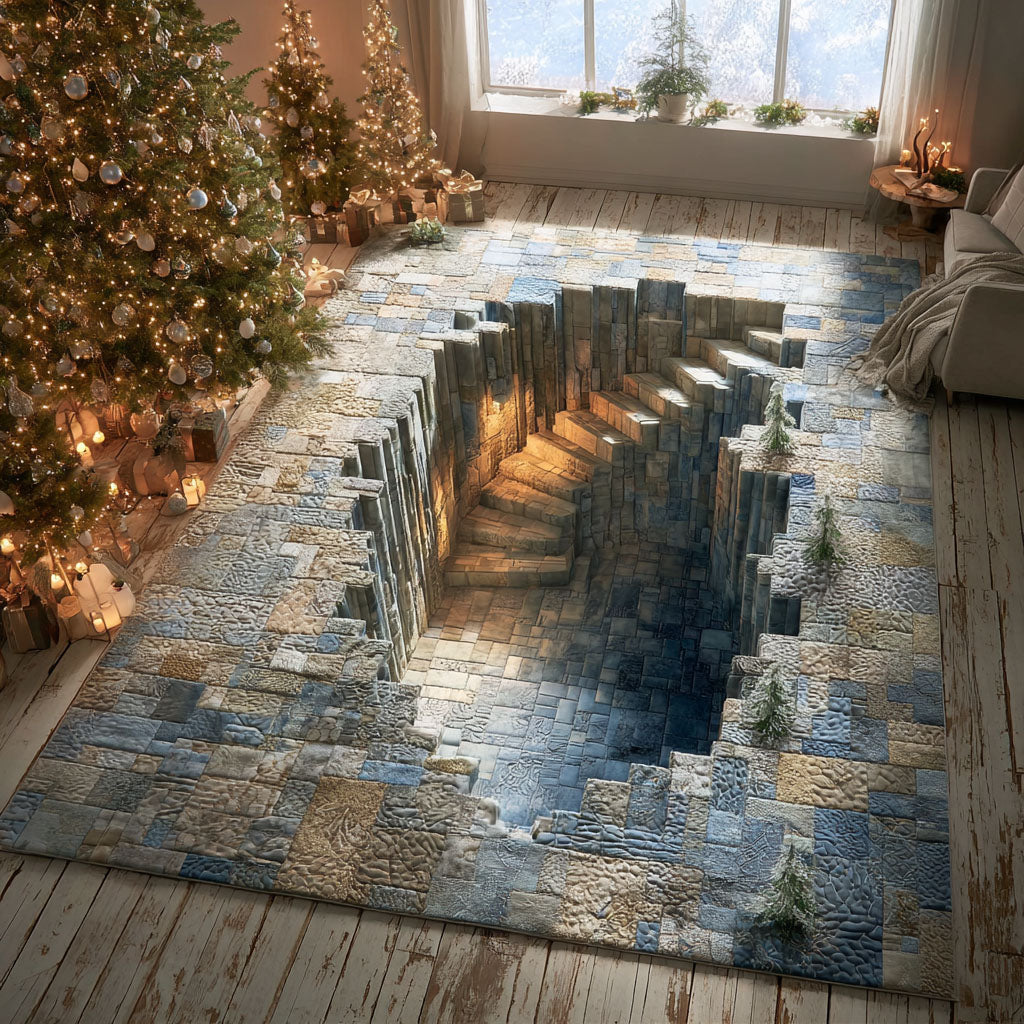 Glacier Steps area rug in a living room