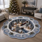 Glacier Train Village Custom Shape Area Rug - Nature Design | Die-Cut Non-Slip Rug - washable non-slip printed rug