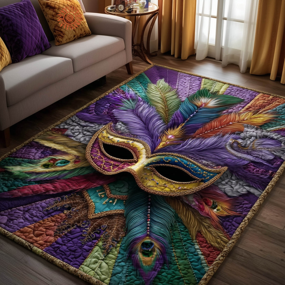 Glamour Carnival area rug in a living room