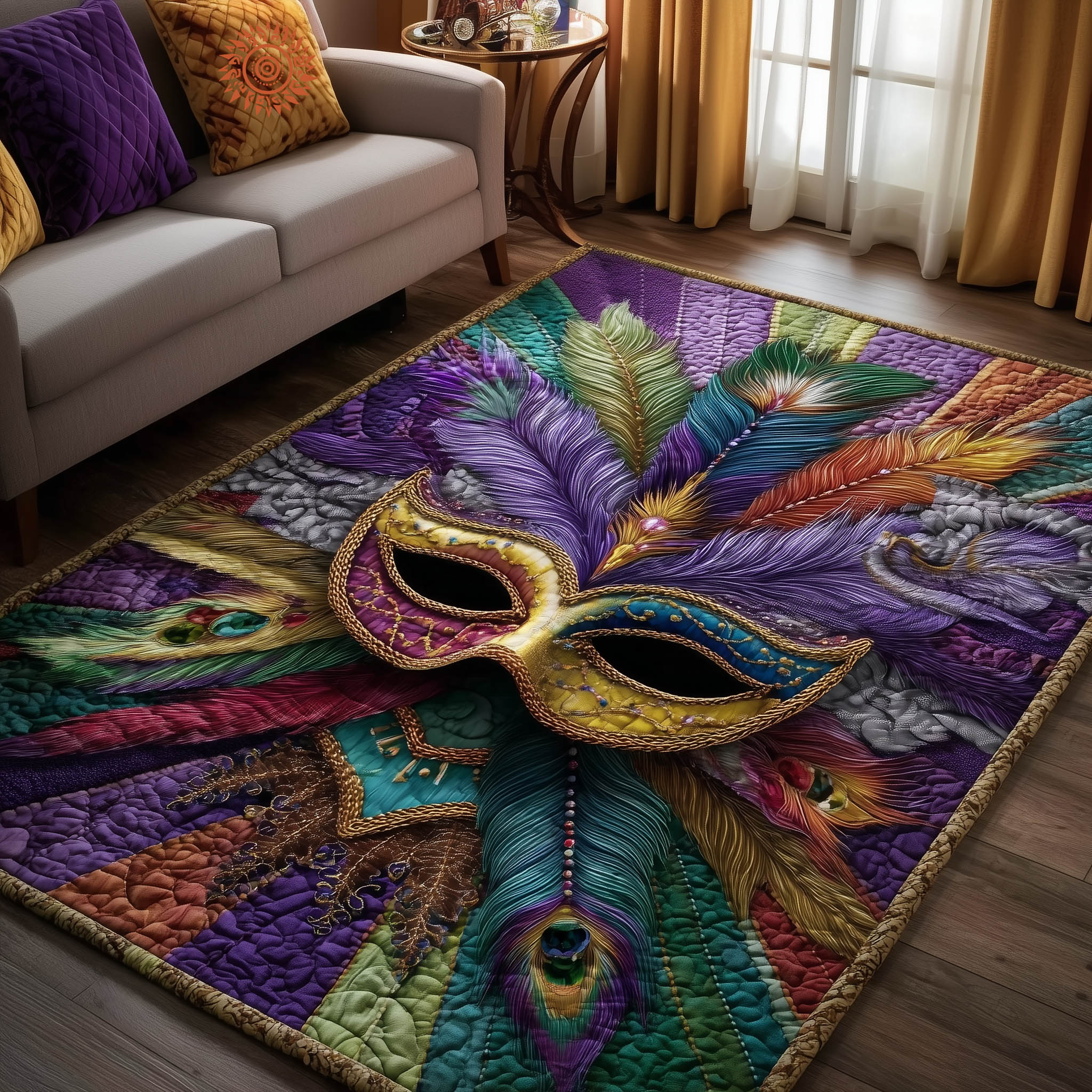 Glamour Carnival area rug in a living room