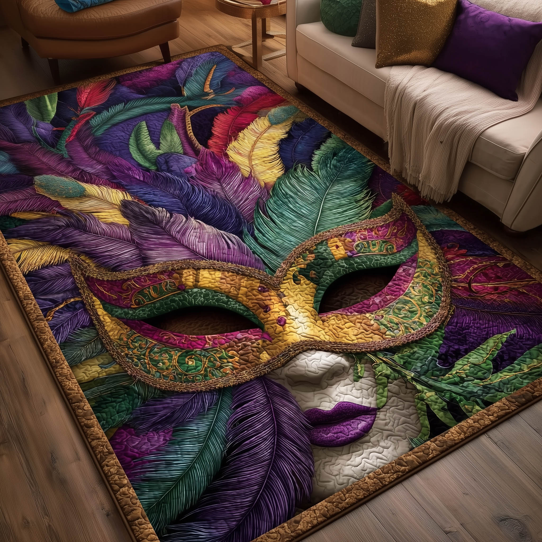 Glamour Carnival area rug in a living room
