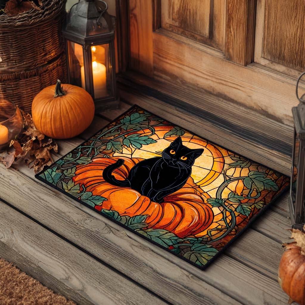 Glass Cat Glow Doormat - Cute Animal Design | Printed Welcome Doormat