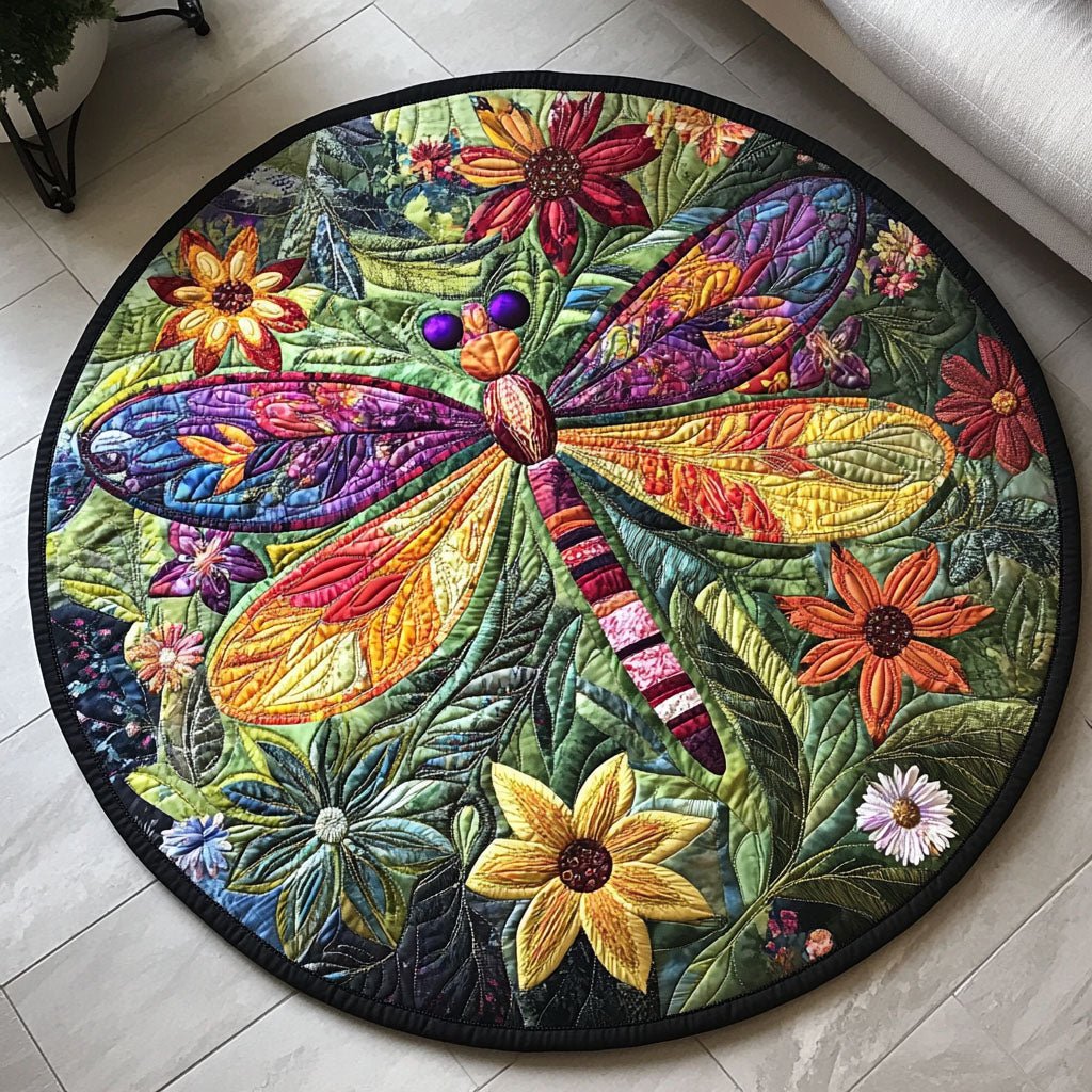 Glide in Harmony Round Mat Rug - washable non-slip printed rug