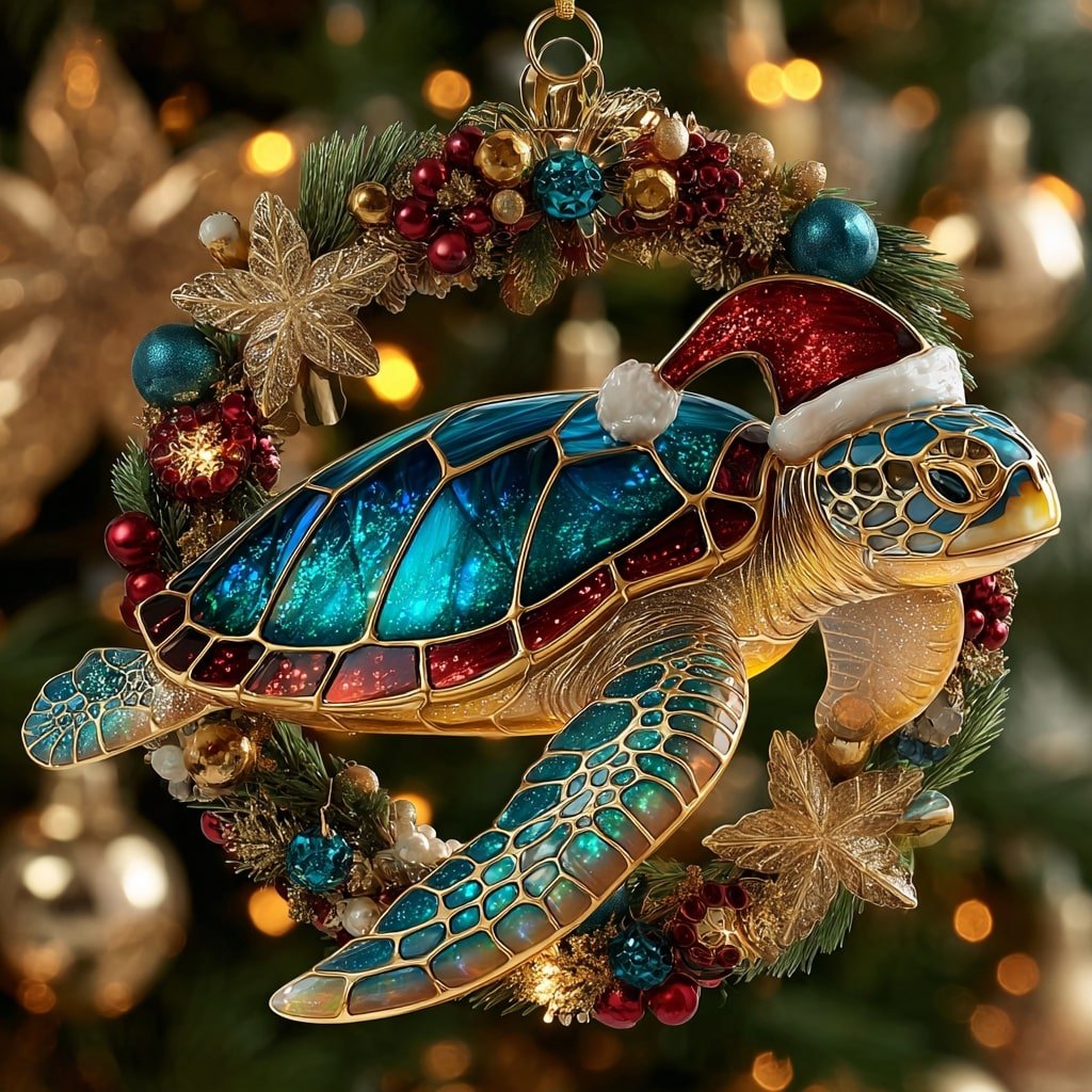 Glisten Turtle Christmas Ornament
