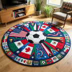 Global Flags Round Mat Rug - washable non-slip printed rug