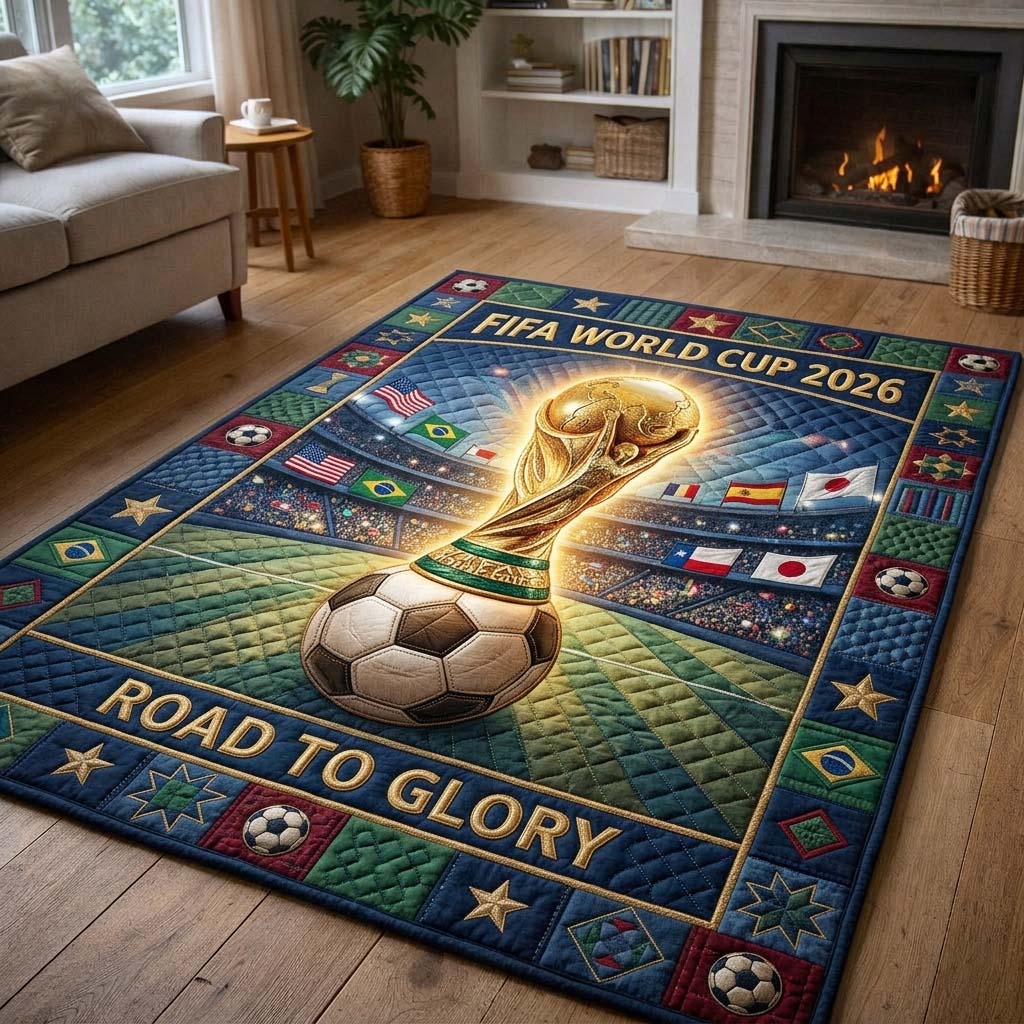 Glory Trophy area rug in a living room