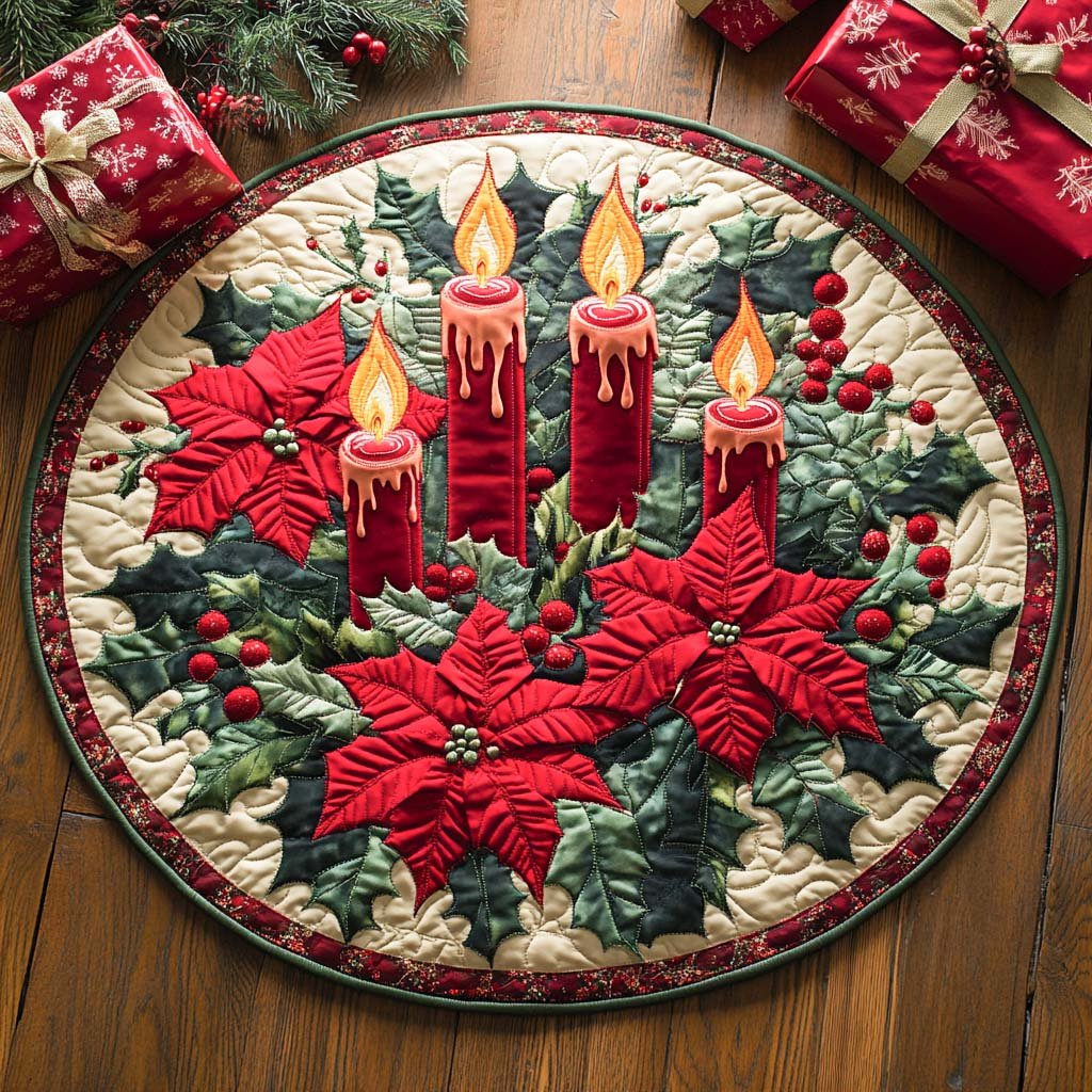 Glowing Candlelight Scene Round Mat Rug - washable non-slip printed rug