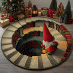 Gnome Archives Round Mat Rug - washable non-slip printed rug