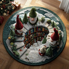 Gnome Bookland Round Mat Rug - washable non-slip printed rug