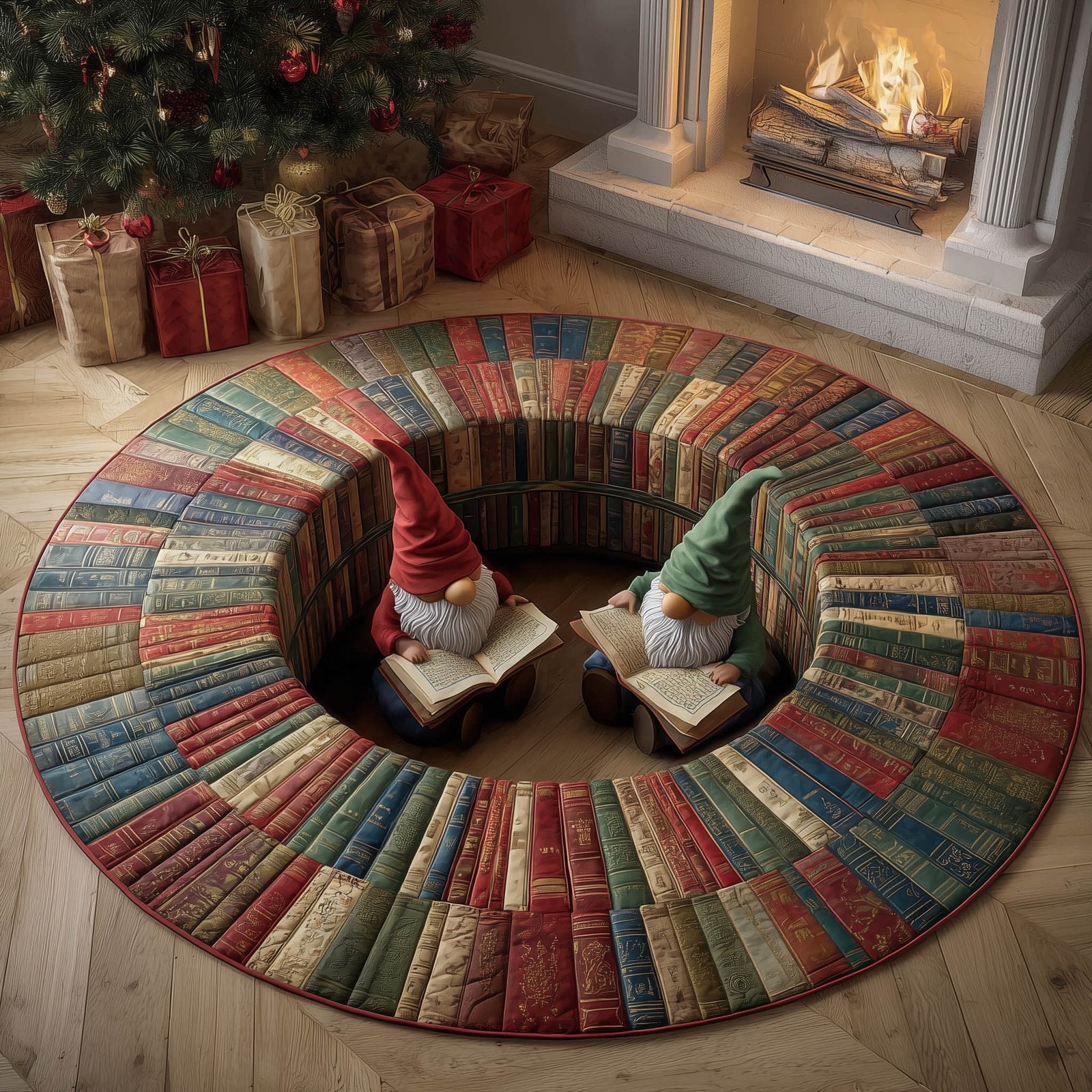 Gnome Bookworm Round Mat Rug - Nature Design | Serene Home Decor