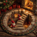 Gnome Candle Spiral Round Mat Rug - washable non-slip printed rug