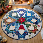 Gnome Cheer Round Mat Rug - washable non-slip printed rug