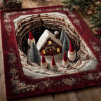 Gnome Christmas Village area rug in a living room