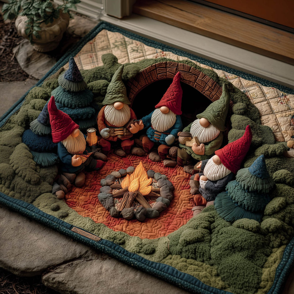 Gnome Gathering Christmas (Design 2) Doormat - washable non-slip printed rug