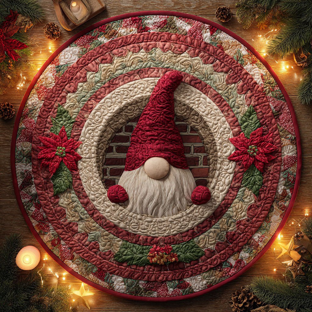 Gnome Glow Round Mat Rug - washable non-slip printed rug