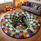 Gnome Halloween Magic Round Mat Rug - Seasonal Design | Festive Home Decor - washable non-slip printed rug