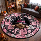 Gnome Halloween Magic Round Mat Rug - Seasonal Design | Seasonal Round Rug - washable non-slip printed rug