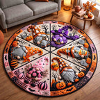Gnome Halloween Magic Round Mat Rug - Seasonal Design | Seasonal Circle Rug - washable non-slip printed rug