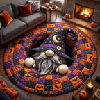 Gnome Halloween Magic Round Mat Rug - Seasonal Design | Seasonal Round Carpet - washable non-slip printed rug