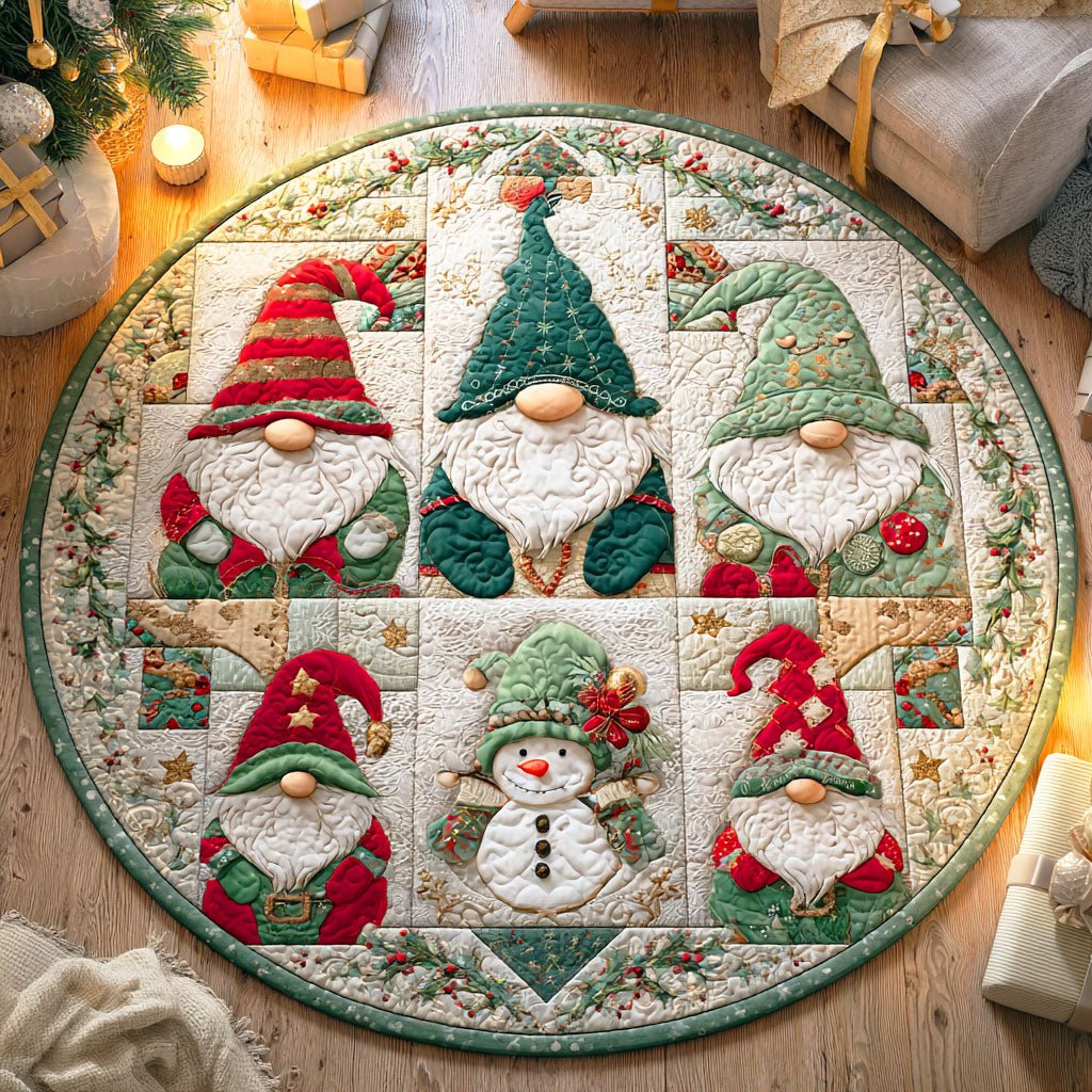 Gnome Holiday Round Mat Rug - Nature Design | Serene Home Decor