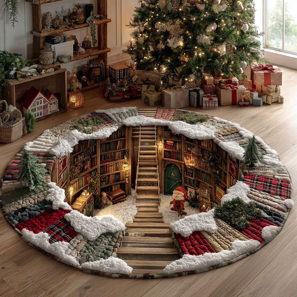 Gnome Hollow Round Mat Rug - washable non-slip printed rug