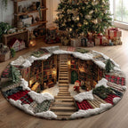 Gnome Hollow Round Mat Rug - washable non-slip printed rug