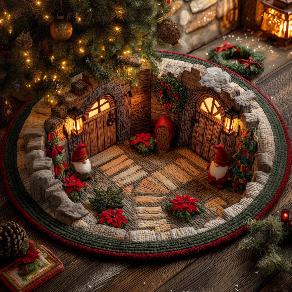 Gnome Hollow Tree Den Round Mat Rug - Nature Design | Serene Home Decor