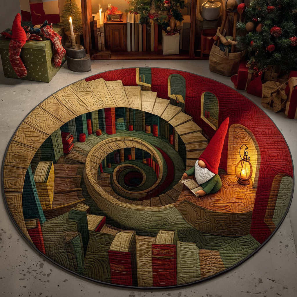 Gnome Library Round Mat Rug - Nature Design | Serene Home Decor